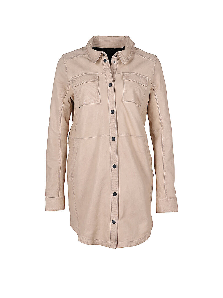 GIPSY BY MAURITIUS Lederhemd Oversized Fit Miha beige | S